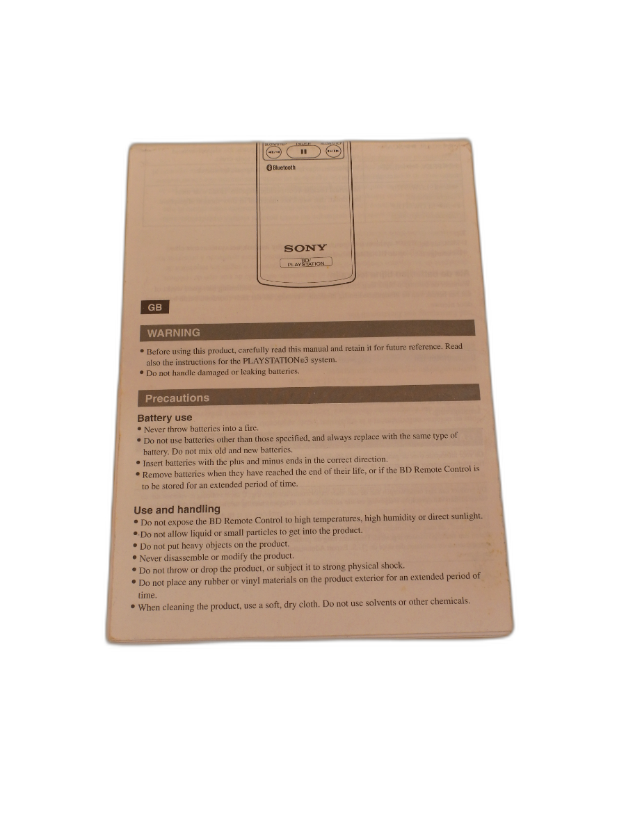 PlayStation 3 Blu Ray Remote Instruction Manual Sony Game