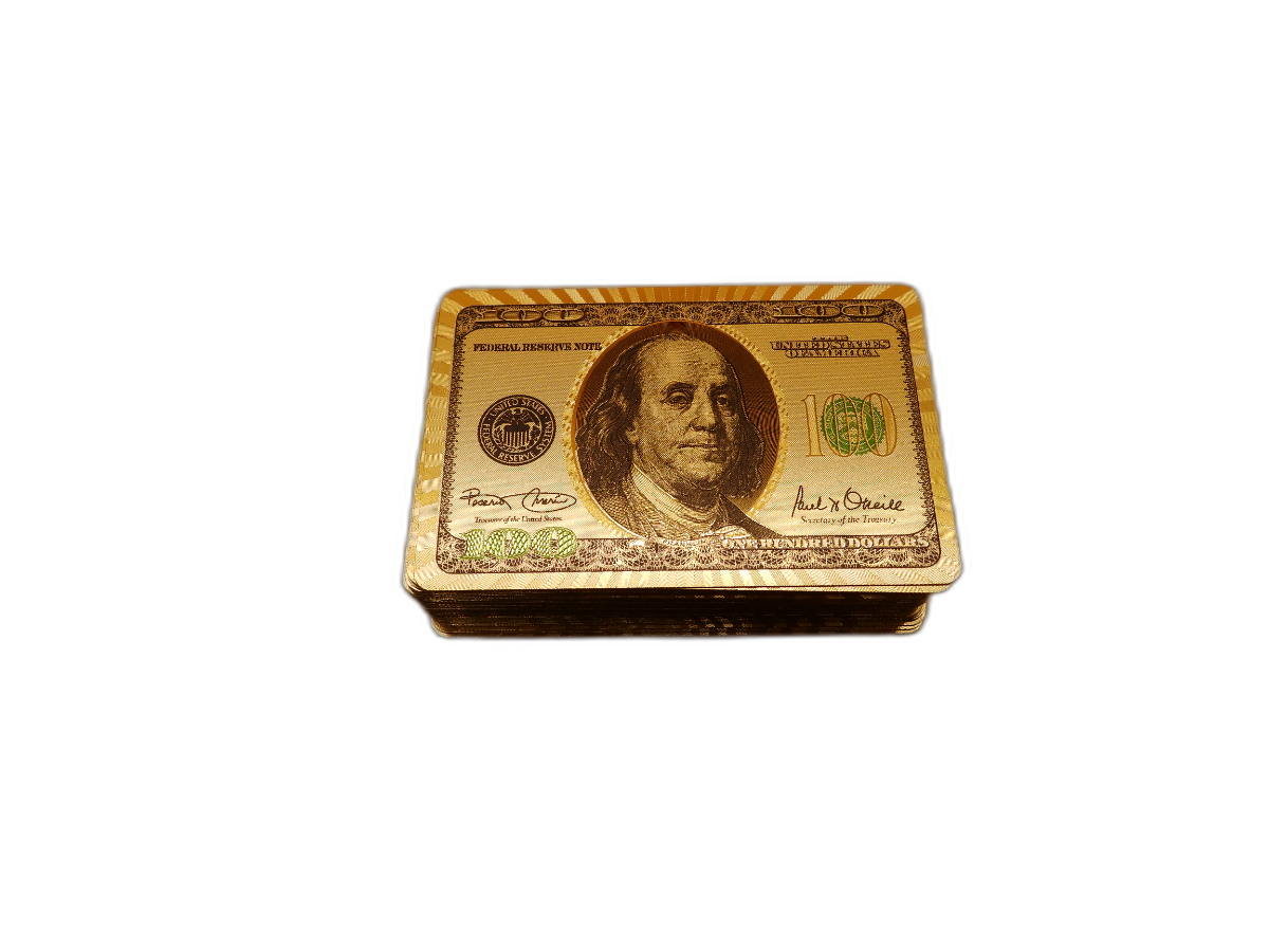 Gold Foil 100 Dollar Bill Playing Cards Deck