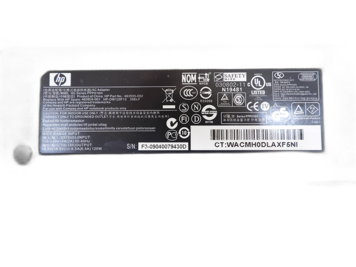Hp Laptop Ac Adapter Ppp016h 120w