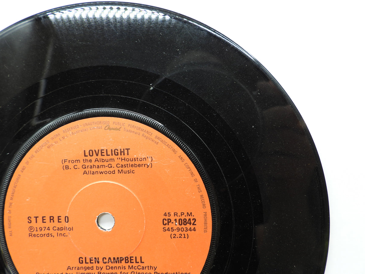 Glen Campbell Lovelight / Rhinestone Cowboy 7 Inch Vinyl Capitol