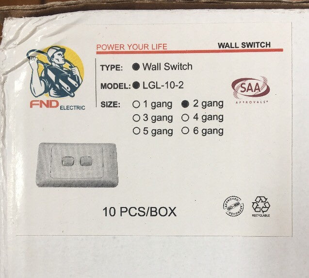 FND Electric two gang light switch wall switch 10 pack + freepost