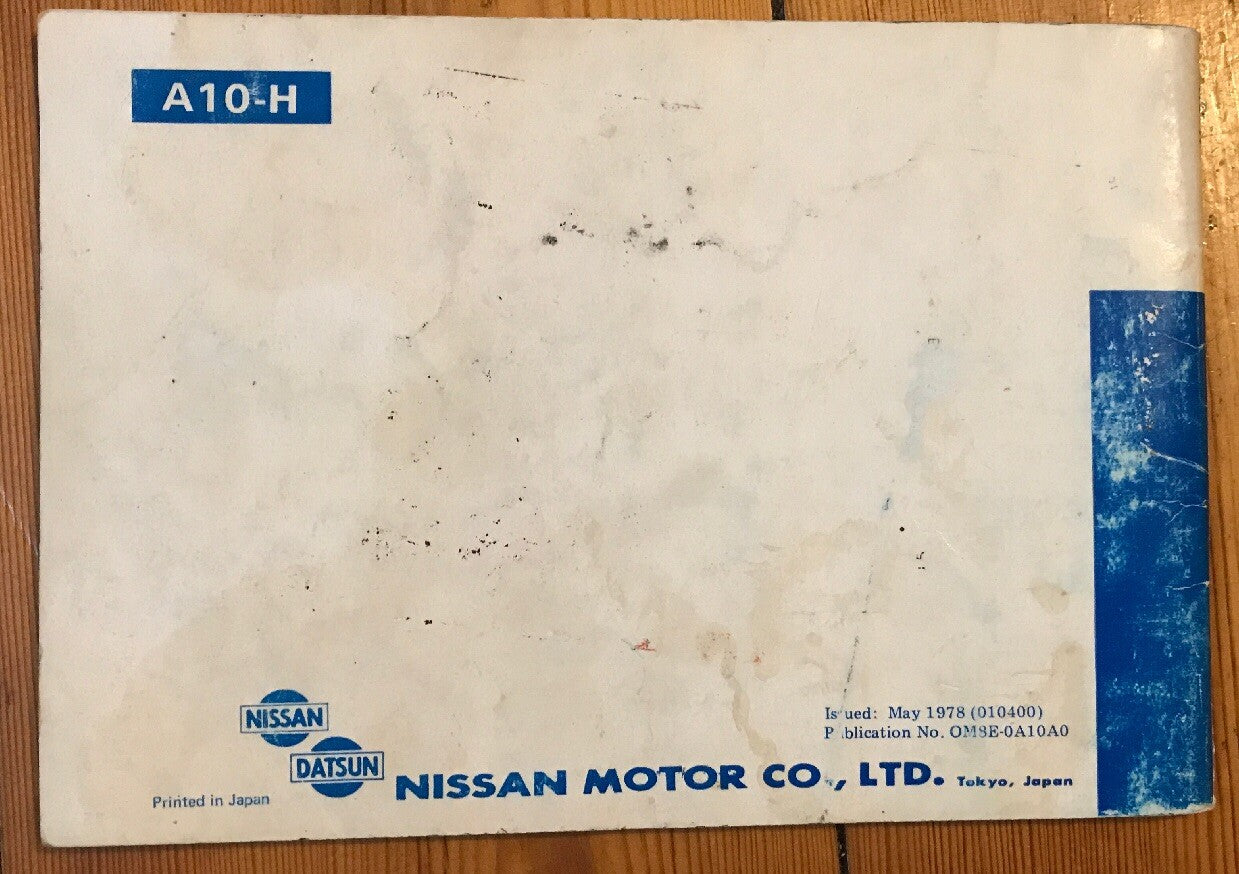 Datsun Stanza Owner's Manual Model A10 Series Vintage Good Condition
