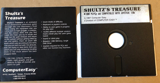 Shultz's Treasure (PC IBM, 1987) 5.25" floppy disk