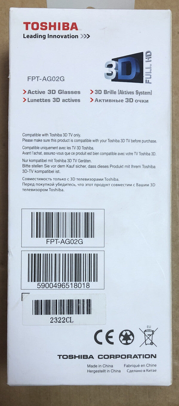 Toshiba 3D Glasses FPT-AG02 Cinema 3D New