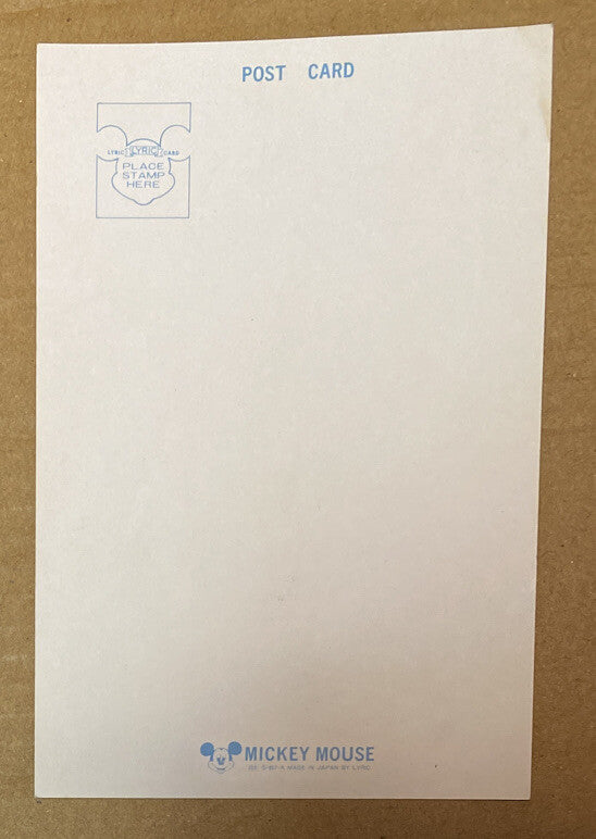 Walt Disney Productions Mickey Mouse Post Card Unused In Good Condition