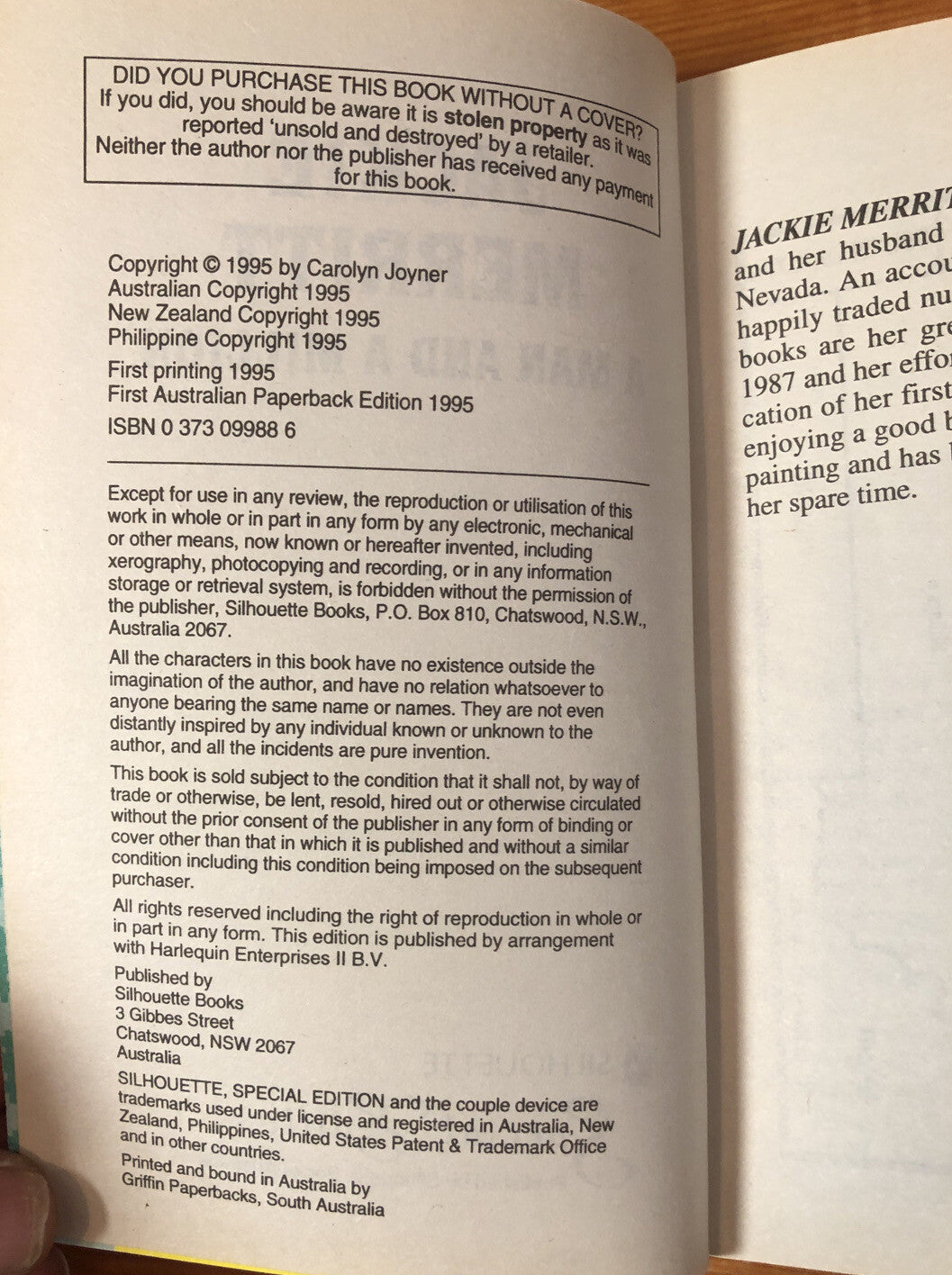 A Man And A Million Jackie Merritt Silhouette In ok Condition