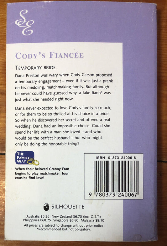 Cody's Fiancee Gina Ferris Wilkins Silhouette In ok Condition