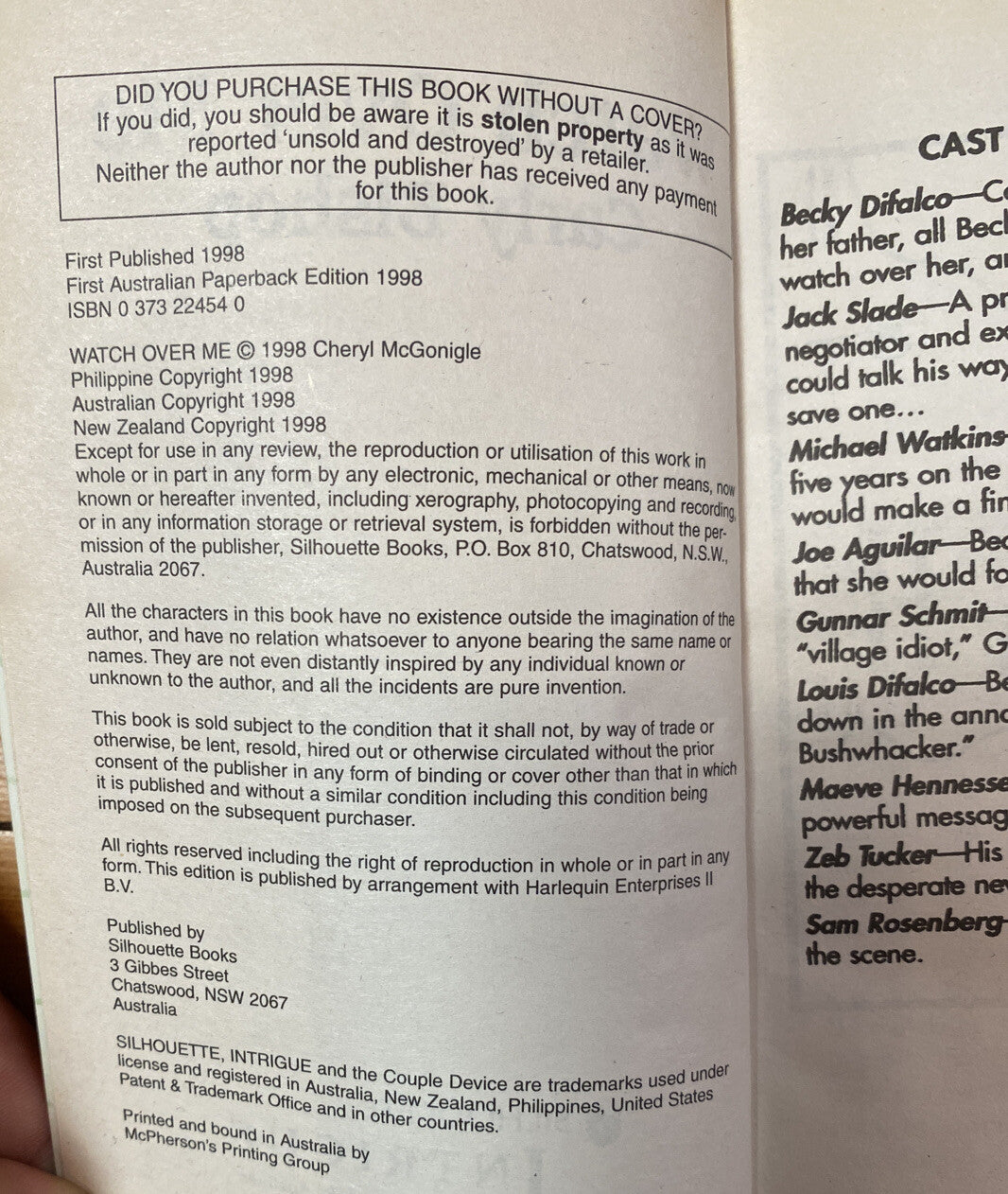 Watch Over Me Carly Bishop Silhouette In ok Condition