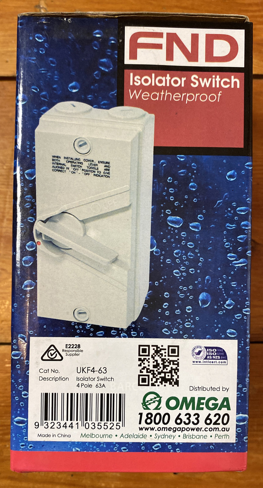 FND Isolator Switch Weatherproof IP66 4 Pole 63A Isolators Surface Mount