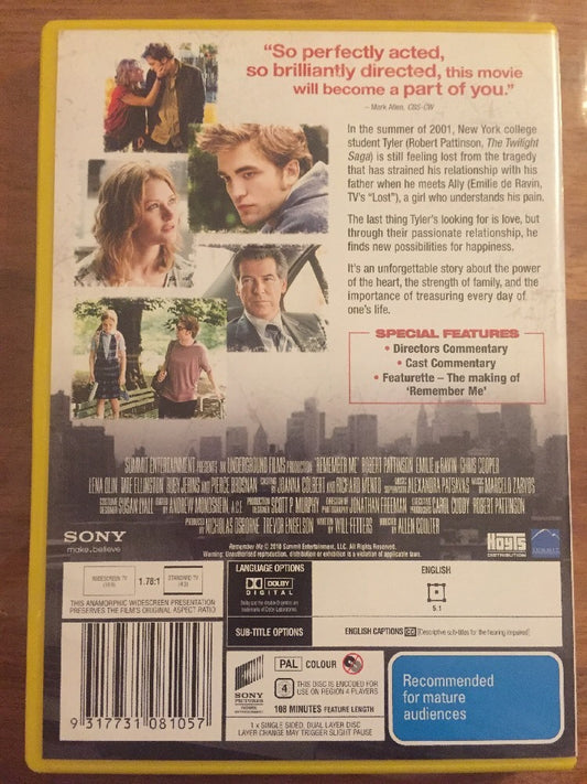 Remember Me Movie - Not Sealed Dvd + Free Post Aus seller
