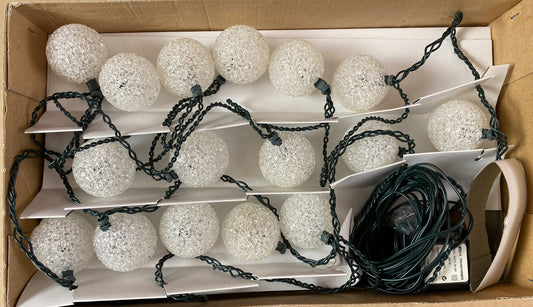 16 Decorative Lights White Crystal Ball Style Low Voltage Mains 240V + Free Post