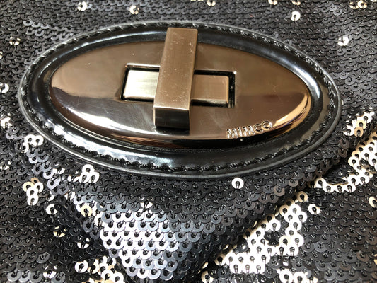 M626 Mimco sequin Black Clutch Handbag Purse In Good Condition + Free Post