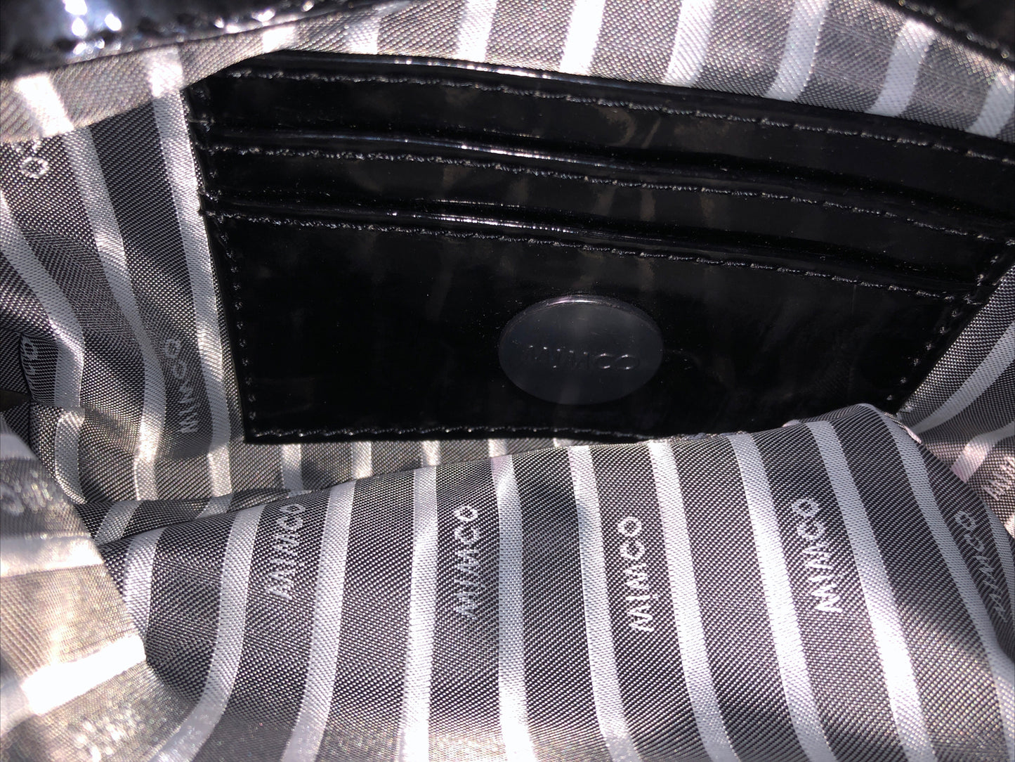 M626 Mimco sequin Black Clutch Handbag Purse In Good Condition + Free Post