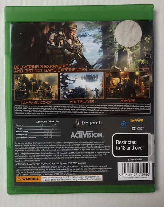 3064 Call Of Duty Black Ops III 3 Video Game Xbox One Complete Game + Free Post