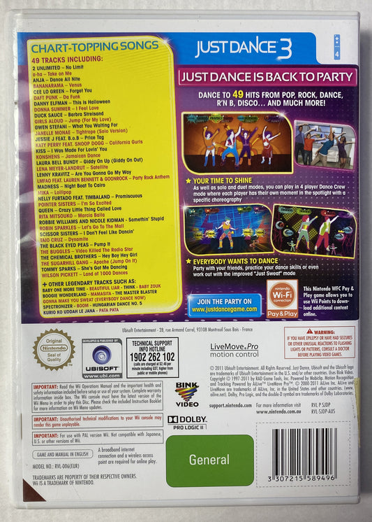 2855 Just Dance 3 Nintendo Wii Complete Game + Free Post