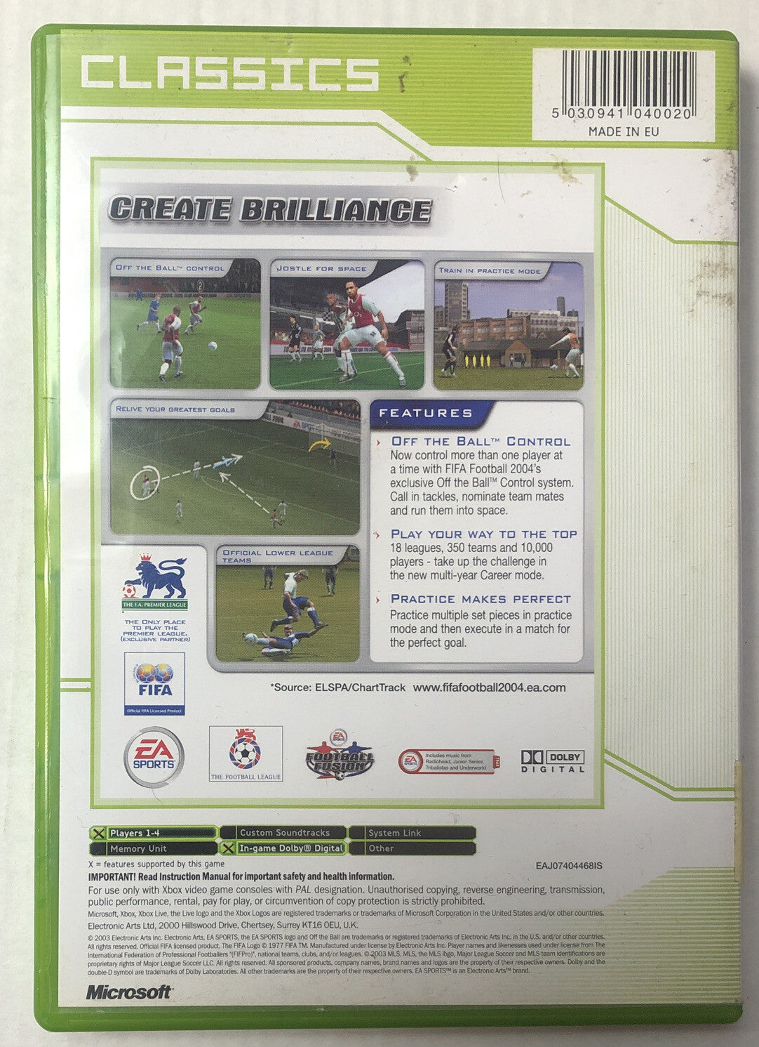 2575 EA Sports Fifa Football 2004 PAL Xbox Complete Game + Free Post