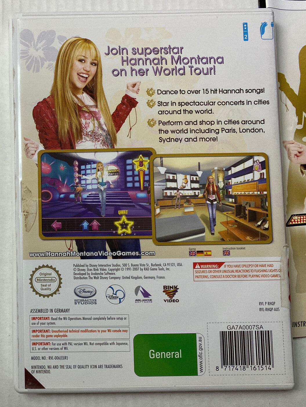 3026 Disney Hannah Montana Spotlight World Tour Nintendo Wii Complete + Free Pos
