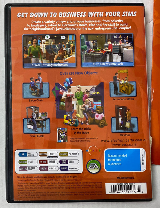 2834 The Sims 2 Open For Business Expansion Pack Only PC Complete