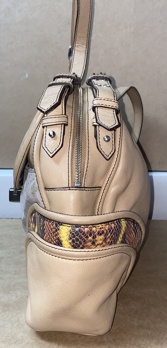 M646 Mimco Large Handbag Beige Tan Brown colour In Good Condition + Free Post