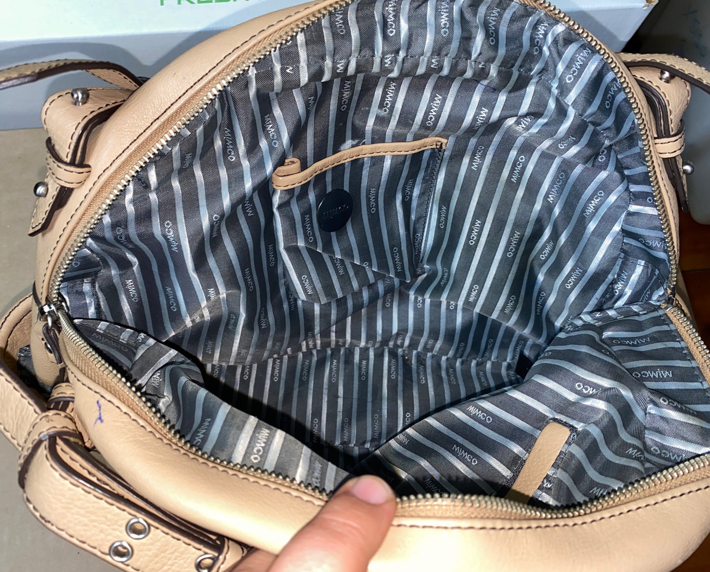 M646 Mimco Large Handbag Beige Tan Brown colour In Good Condition + Free Post