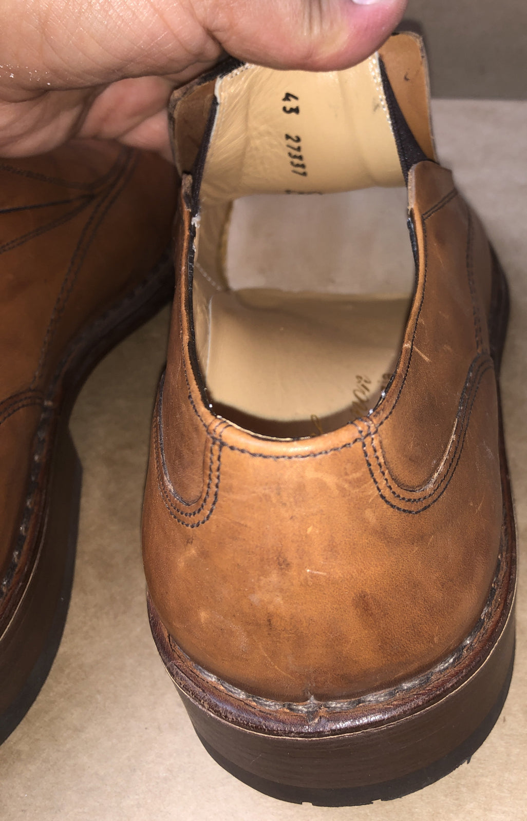 Mens A. Lanon Venezia Brown Leather Slip On Work Shoes Size 43 Italy Made