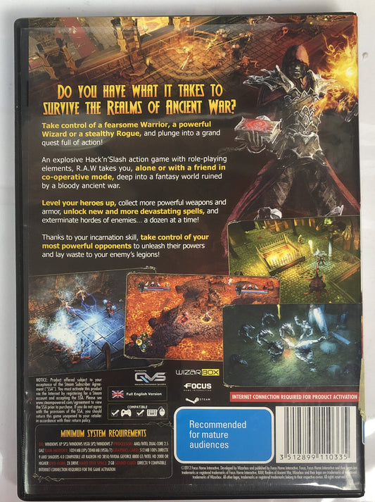 3180 Raw Realms Of Ancient War PC complete Game In Good Condition