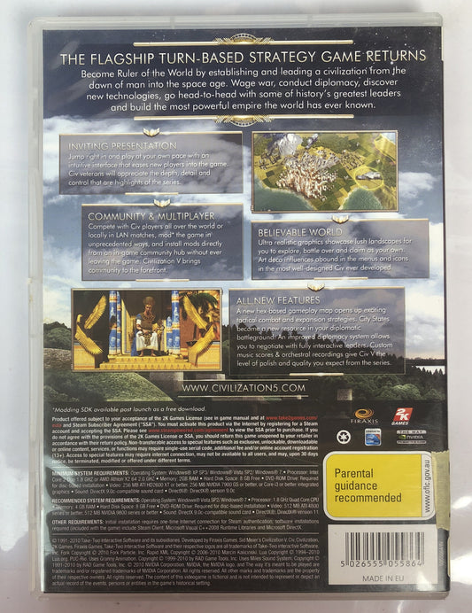 2621 Sid Meier's Civilization V PC complete Game In Good Condition