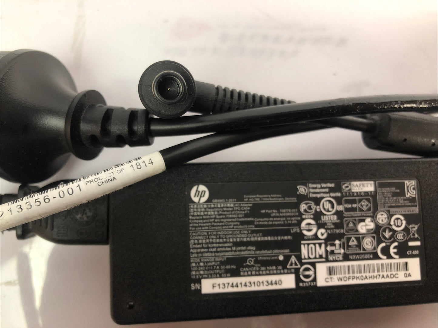 65W Power Adapter Charger Compatible HP 708778-001 708992-001 744893-001 7.4mm