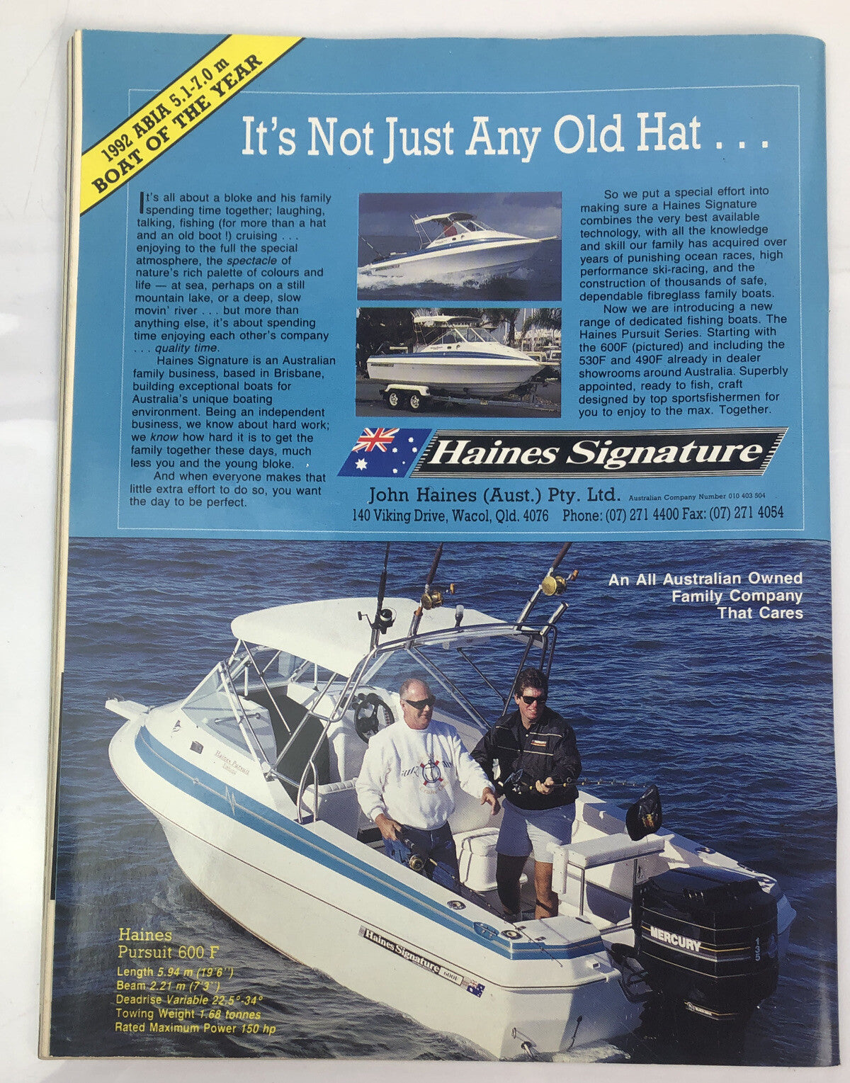 Trailer Boat Fisherman Magazine January 1993 In Good Condition