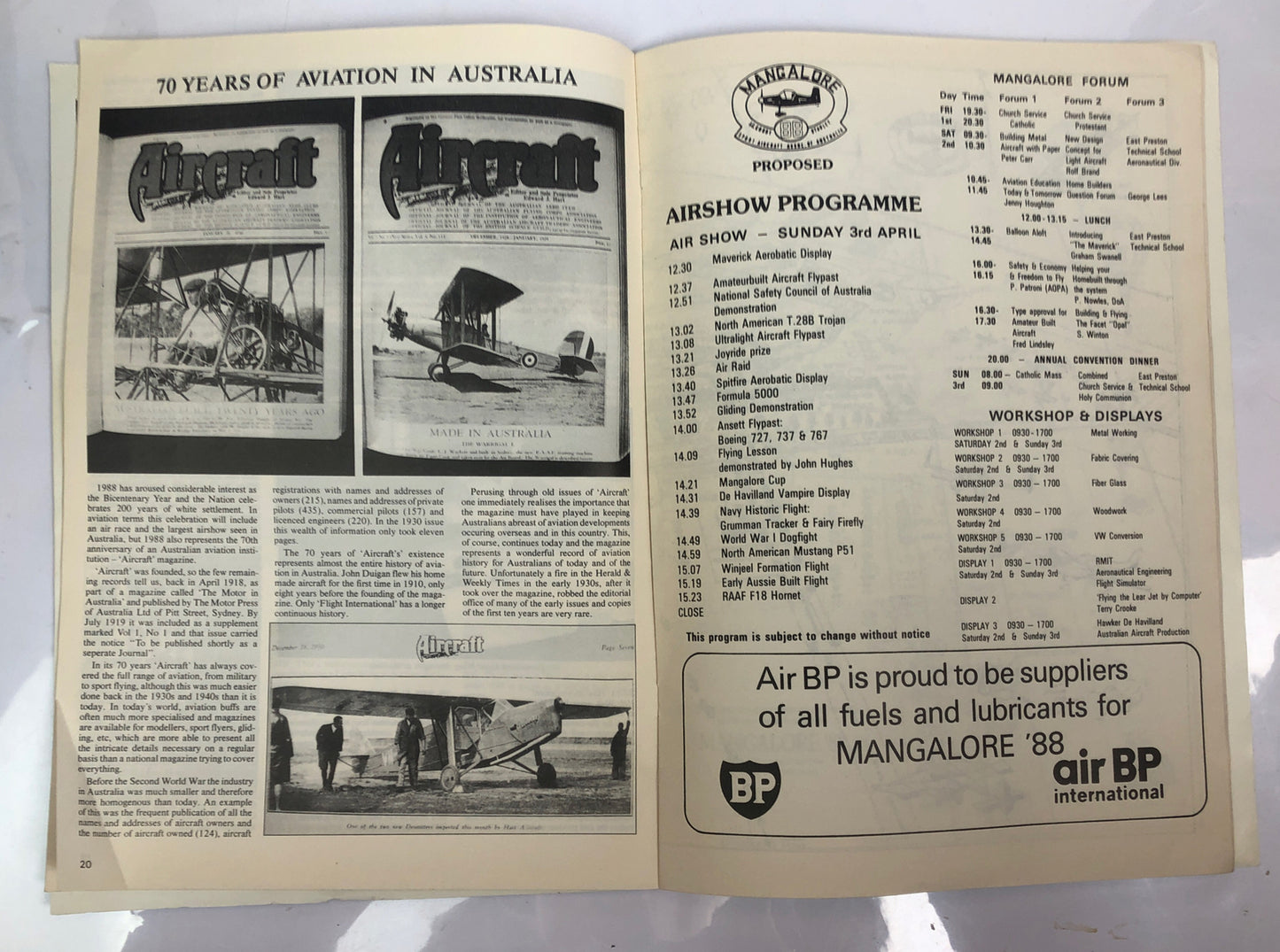 Australian Air Sport March/April 1988 Magazine In Good Condition
