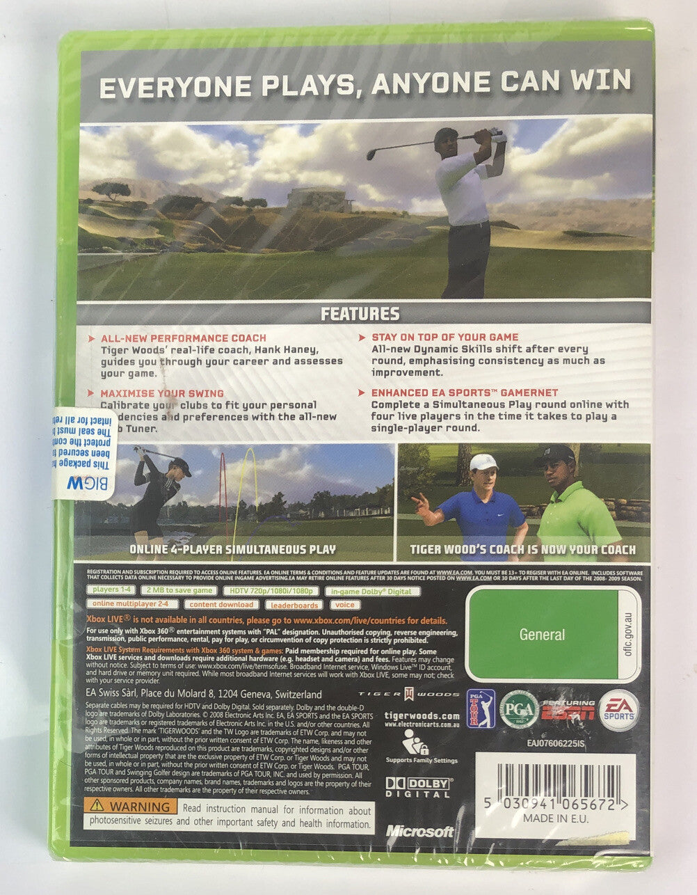 3118 Ea Sports Tiger Woods PGA Tour 2009 PAL Xbox 360 Brand New Sealed