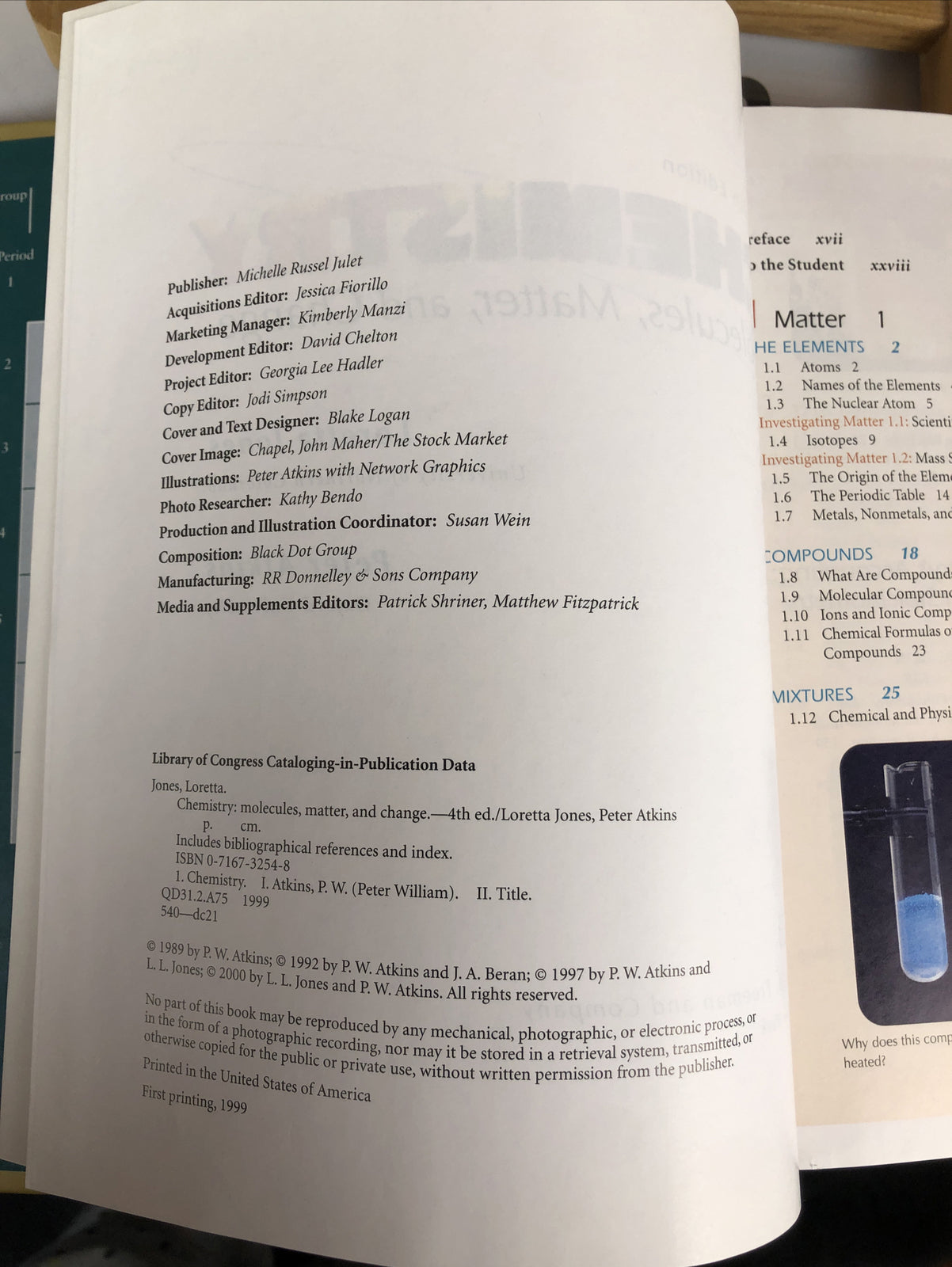 Chemistry Fourth Edition Molecules, Matter & Change Loretta Jones & Peter Atkins