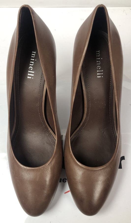 F182 Minelli Brown High Heels Shoes Size EU 41 In Good Condition