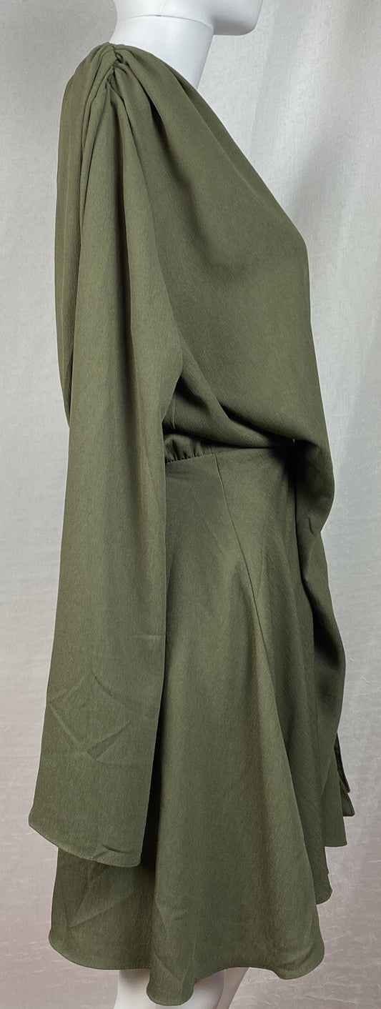 Atmos & Here Beverley Plunge Dress Khaki Size 8 Brand New With Tags F312