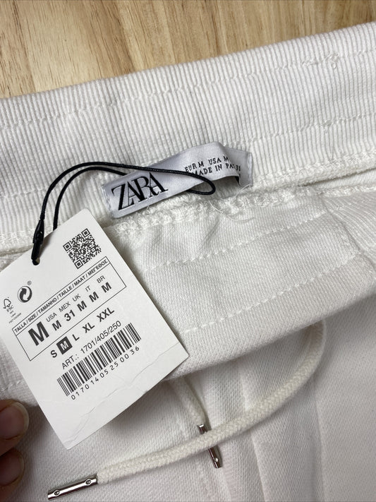 Zara White Causal Shorts Size M Brand New With Tag F8