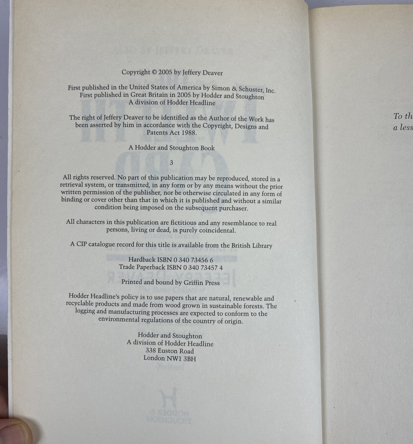 The Twelfth Card Jeffery Deaver Novel In OK Condition