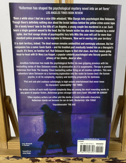 Therapy Jonathan Kellerman Novel In OK Condition