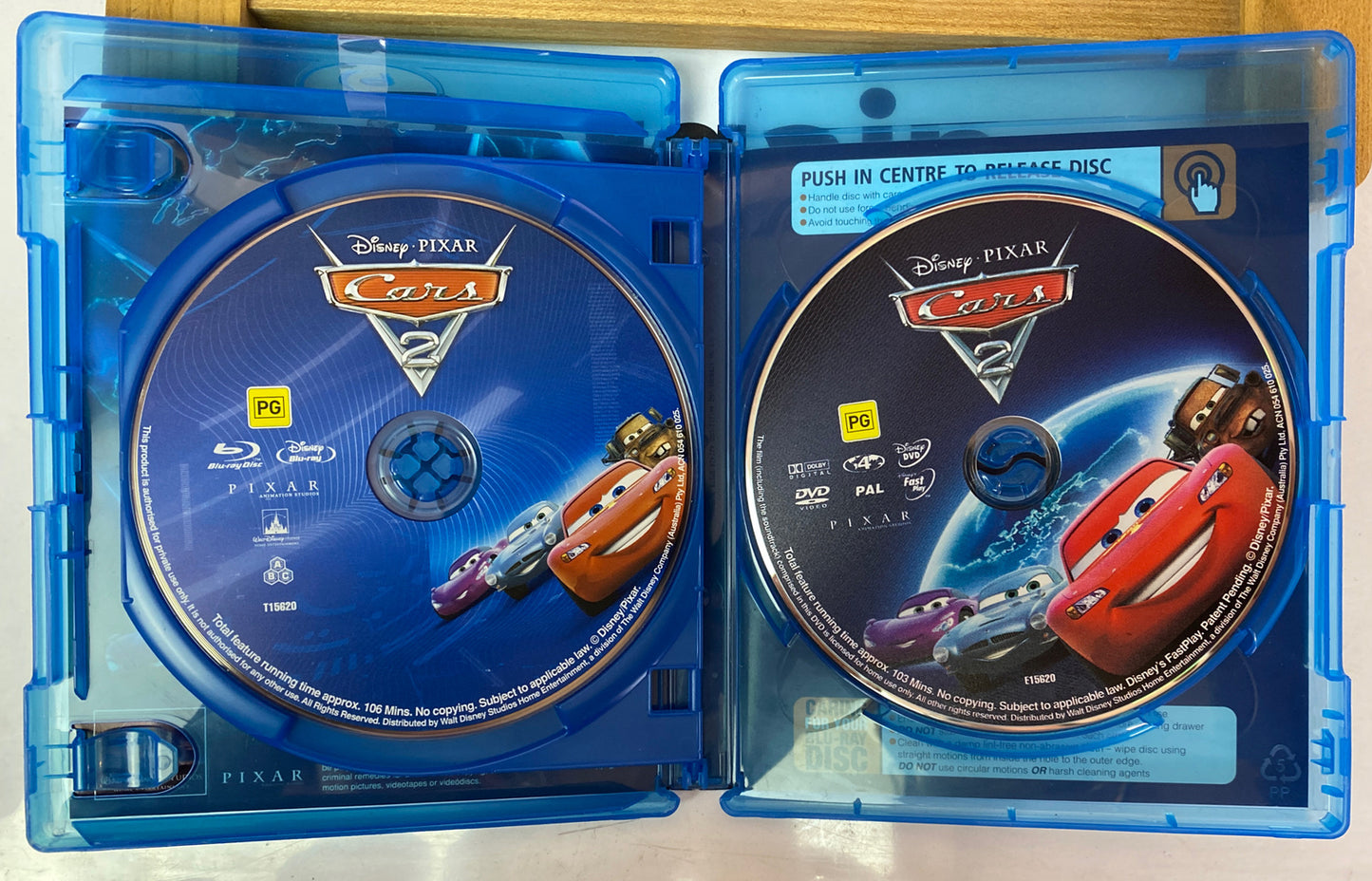 2652 Disney Pixar Cars 2 Not Factory Sealed Blu-Ray In VGC