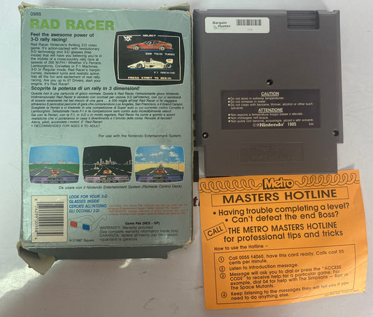 2750 Rad Racer Incomplete Nintendo Nes Game In OK Condition