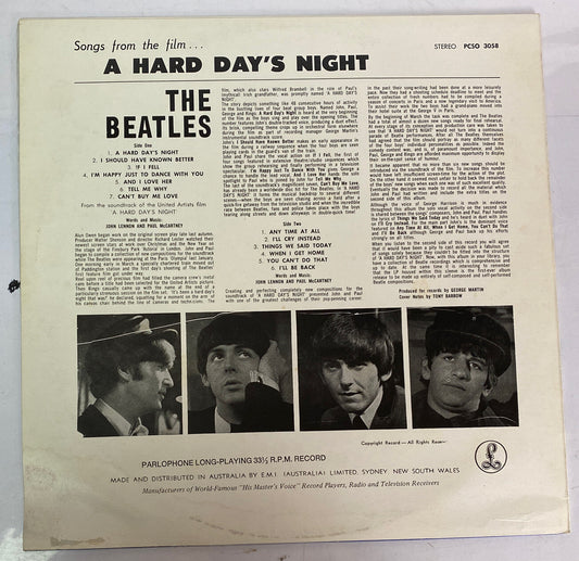 The Beatles A Hard Day's Night Vintage Vinyl Record In Ok Water Damage