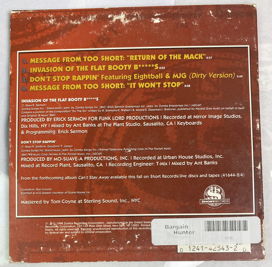 TOO SHORT INVASION OF THE FLAT BOOTY B*****S/DON'T STOP RAPPIN' U.S. CD-SGL 1998