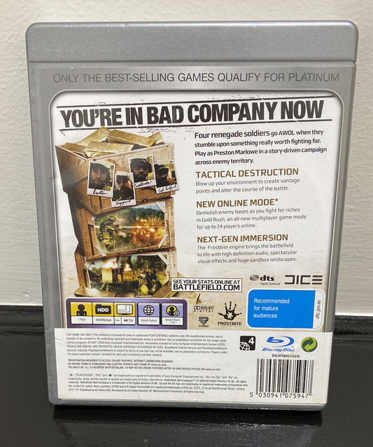 Battlefield Bad Company PAL Playstation 3/PS3 Complete 3517