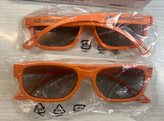Two LG passive 3D Glasses AG-F200 bundle for LG cinema 3D Orange Colour 3782