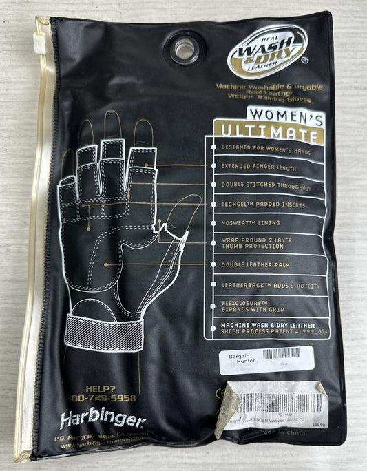 Gym Harbinger Women's Training Flexfit Glove Pair- Black Size - L New Old Stock