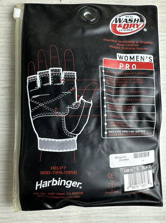 Gym Harbinger Women's Flex Closure Glove Pair- Black Size - S New Old Stock