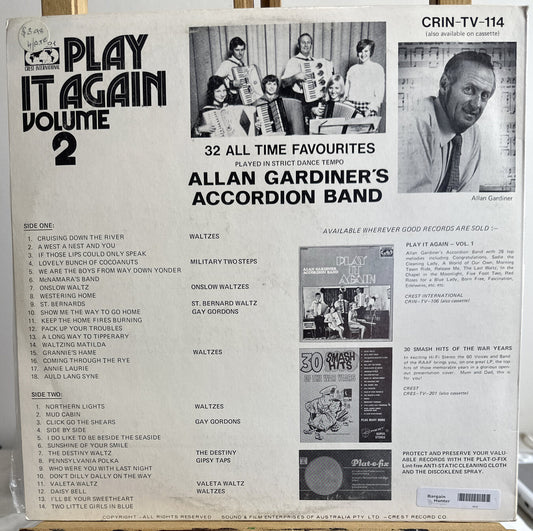 Allan Gardiner's Accordion Band, Play It Again Volume 2, LP Record In VGC 5654