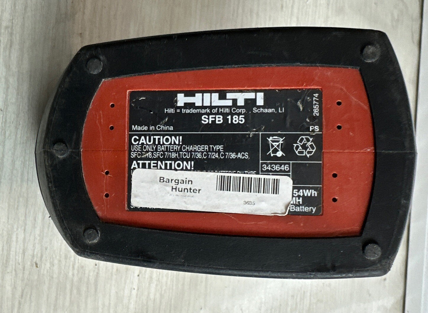 Hilti 18V MiMH Battery SFB185 PARTS ONLY 3635