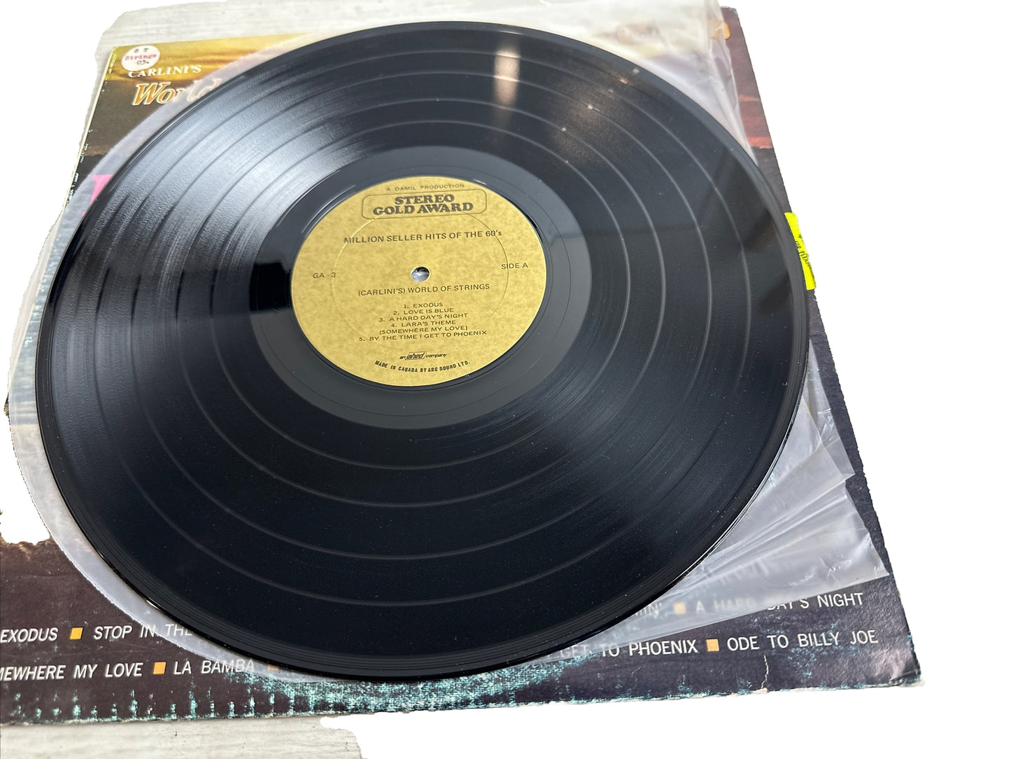 Carlini's World of Strings Million Sellers of The 60's -12" Record Vinyl LP 3858