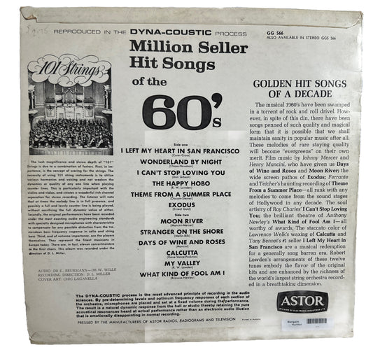 101 Strings - Million Seller Hit Songs Of The 60's - 12" Vinyl Record 3916