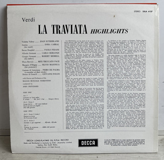 Joan Sutherland Verdi - La Traviata Decca - 12" Vinyl Record 4010